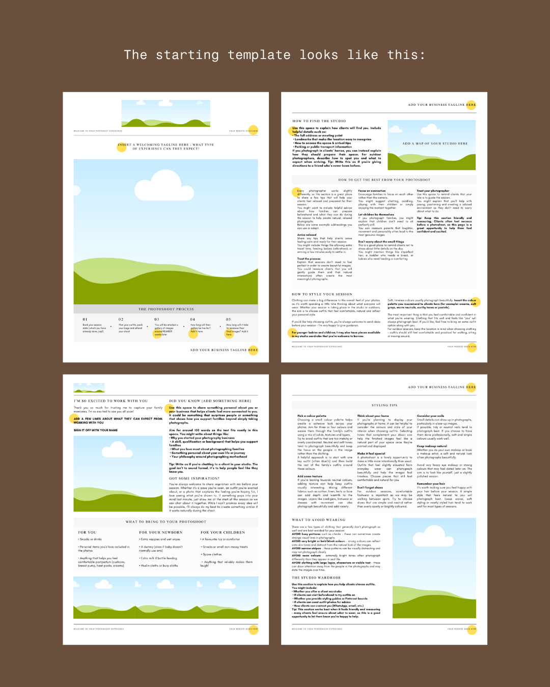 Welcome Newspaper Template for Newborn & Family Photographers