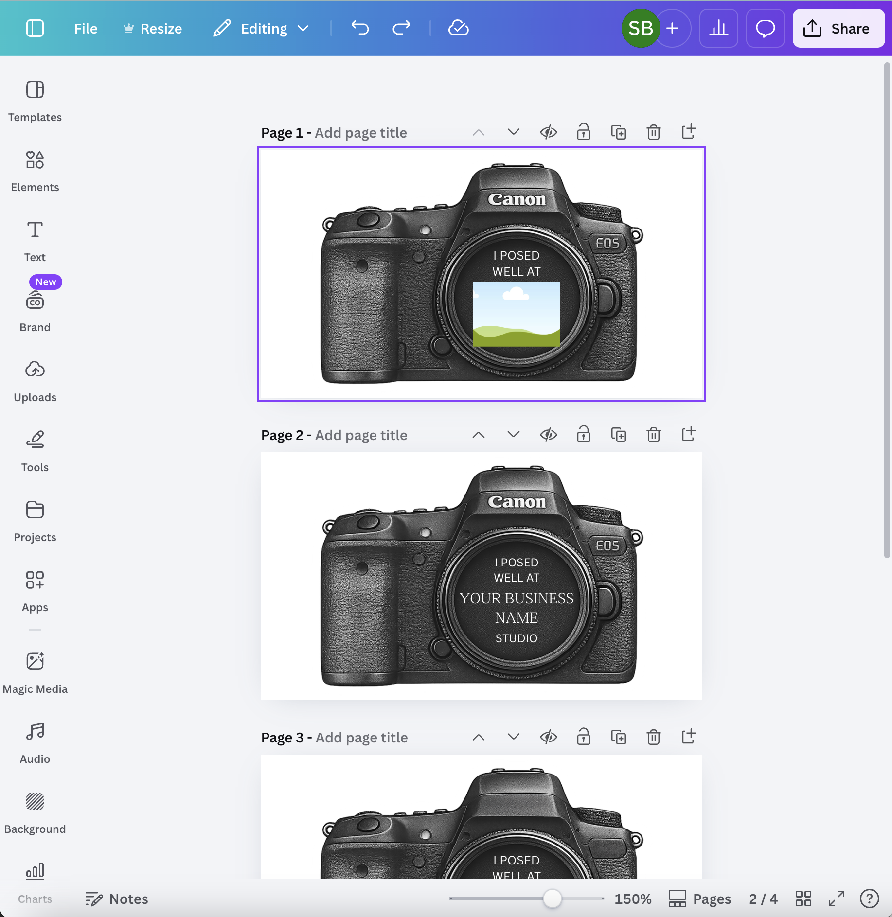 Camera Thank You Sticker Template Set (Canon, Nikon, Sony and Fujifilm)