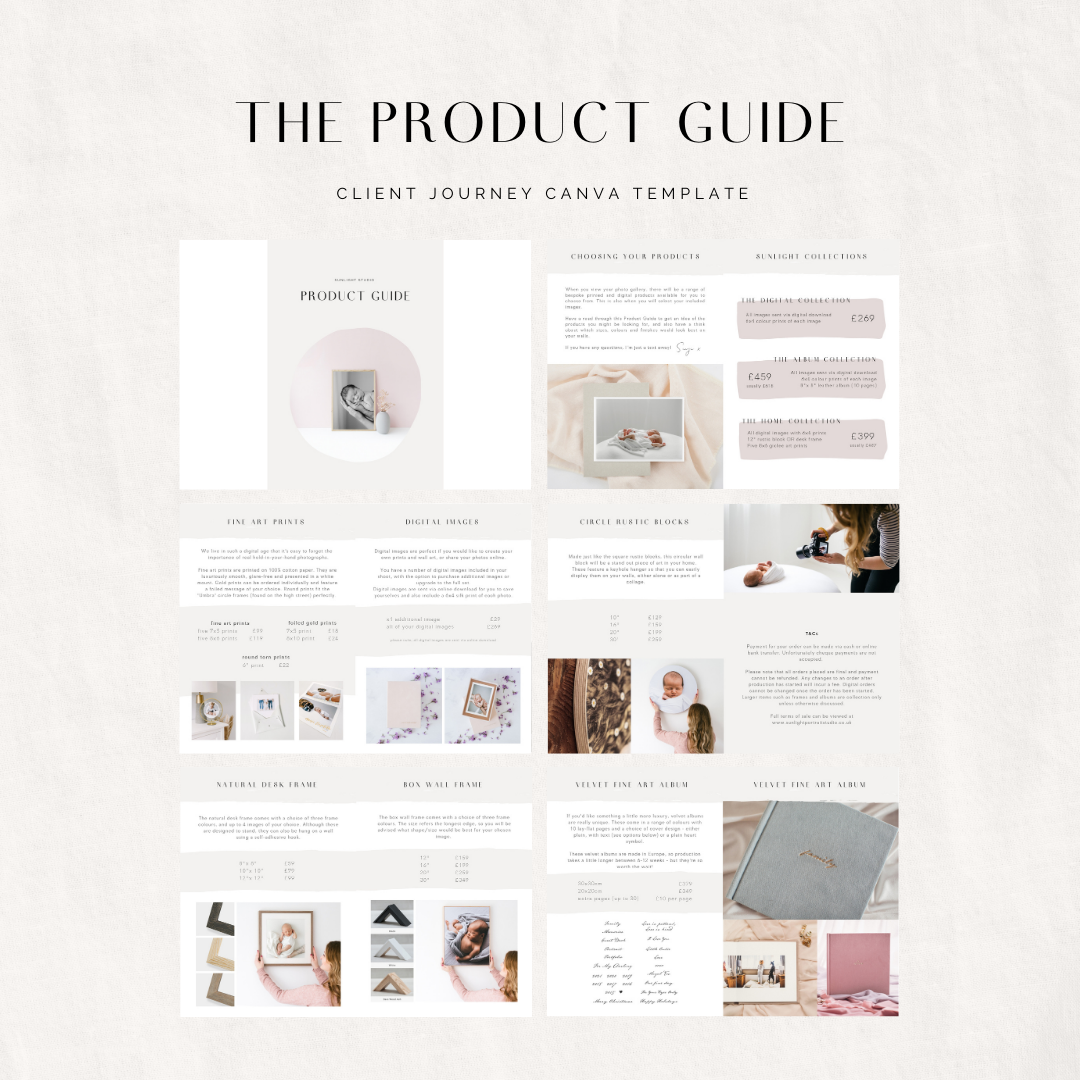 Product Guide Template for Newborn & Portrait Photographers